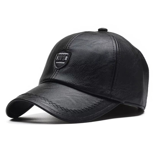 PU Leather Winter Baseball Cap Men Earflaps Casquette Homme Snapback Hat High Quality Gorras Para Hombre Adjustable